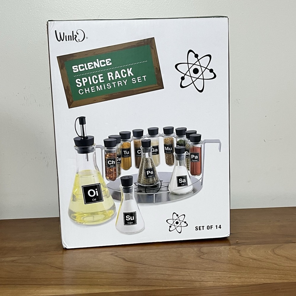 Wink Science Spice‎ Rack Chemistry Chemist's Set of 14 New Unused. Open Box